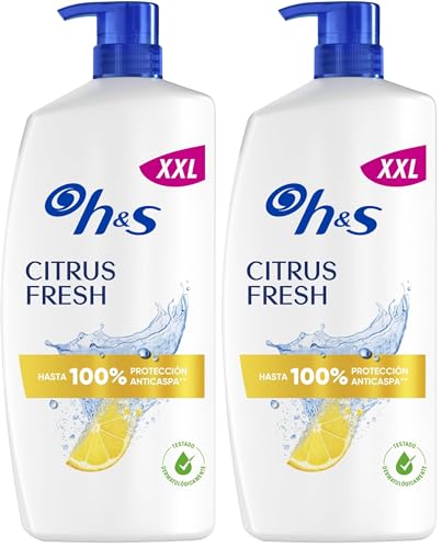 H&S Citrus Fresh Champú Anticaspa para Pelo Graso 1000ml, con Dispensador. Hasta 100% de Protección Anticaspa, Clínicamente Probado. Para Uso Diario. Frescor y Limpieza con Aroma a Cítricos