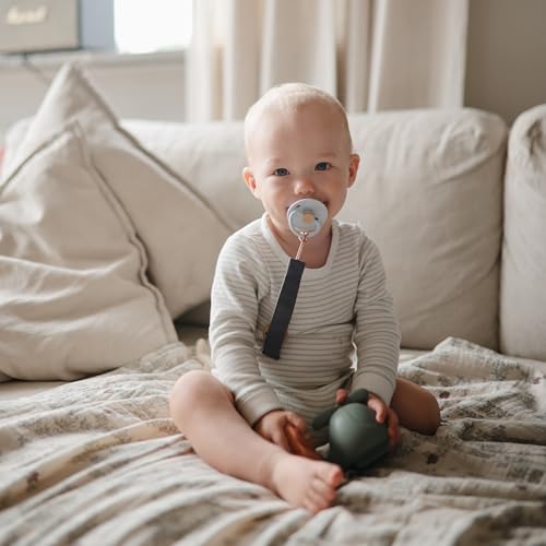 Image of FRIGG Little Viking SilkySoft Silicone Baby Pacifier 2-Pack | Made in Denmark | BPA-Free (Ocean View /Powder Blue, 0-6 Months)
