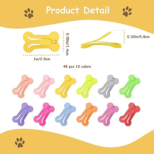 Boyivi 48 Pieces Hair Clips For Dogs 1 Inch Mini Bone Shaped Snap Pet Hair Barrettes Multicolor Hair Accessories For Dog Cat Puppy Pet thumb #2