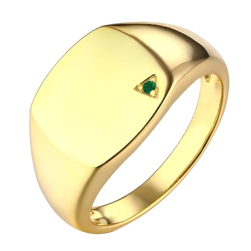 Gemstone Signet Ring for Men - Birthstone Ring Yellow White Rose 10K 14K 18K Gold 925 Sterling Silver Unique Design Gem Chunky Ring for Engagement Anniversary Fathers Day3