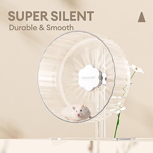 Image of Bucatstate Hamster Wheel Super-Silent 26cm with Adjustable Base Dual-Bearing Exercise Wheel Quiet Spinning Running Wheel for Dwarf Syrian Hamster Gerbils and Other Small Animals