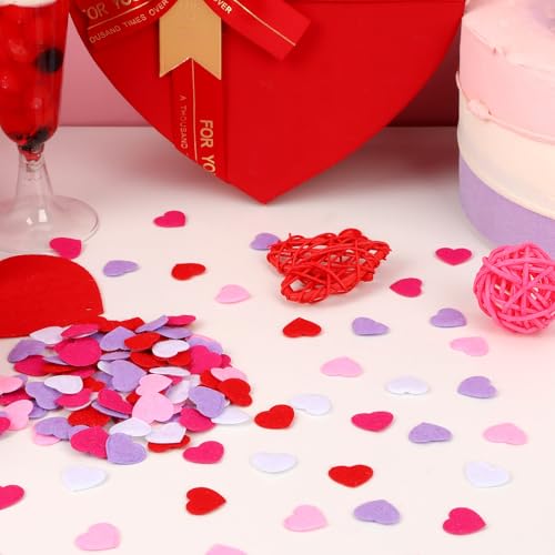 Image of MARFOREVER Valentine's Day Felt Hearts Confetti Heart Decorations Confetti | Valentine Foam Confetti, Romantic Heart Shape Sprinkles Scatter, for Wedding Valentines Mothers Day Party Supplies DIY Crafts