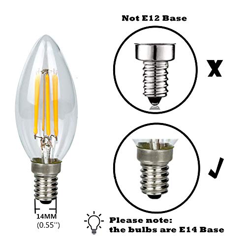 10 Pack 4 Watt E14 Filament Led Bulbs 450Lm Equivalent 40W Candle Light Bulb Edison Led Filament Bulb E14 Base Warm White 3000K Non-Dimmable Incandescent Bulbs Ac 110V #TOP2
