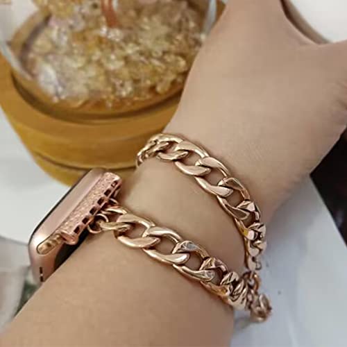Kagerbends 38/40/41Mm Women Unique Rose Gold Stainless Steel Chain Smartwatch Bands For Apple Watch Series Se/8/7/6/5/4, Girl Slim Durable Adjustable Strap For Iwatch 8 Gift For Her #TOP2
