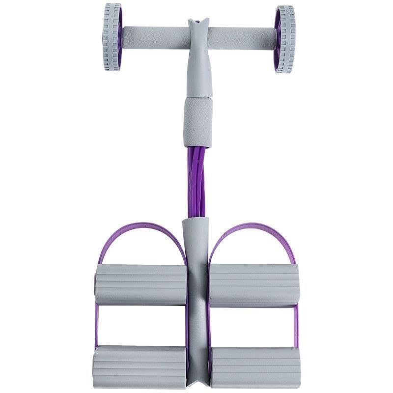 3-in-1 Double Foot Pedal Resistance Puller with Auto Rebound Ab Roller for Men & Women | 4-Tube Adjustable Tummy Trimmer | Full Body Workout Equipment for Abs, Waist, Arms, Legs & Home Gym (PURPLE)-image-33