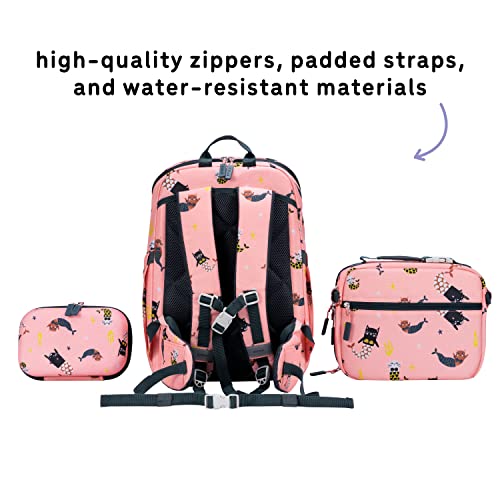 Uninni Cat Mermaid Kids Backpack Set For Age 6+, Fits For Height 3'9" Above Kids With Lightweight Insulated Lunch Bag And Cute Pencil Case For Boys And Girls #TOP3