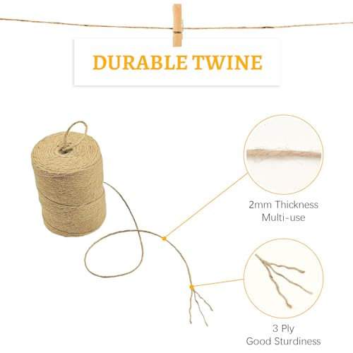 10 PCS Twine String Bulk 6000 Feet Long, 2mm Thin Jute Twine for Crafts, Hemp Rope Wrapping, Packing Gardening, Crochet Knitting Macrame Decor, 600 Feet Each Roll