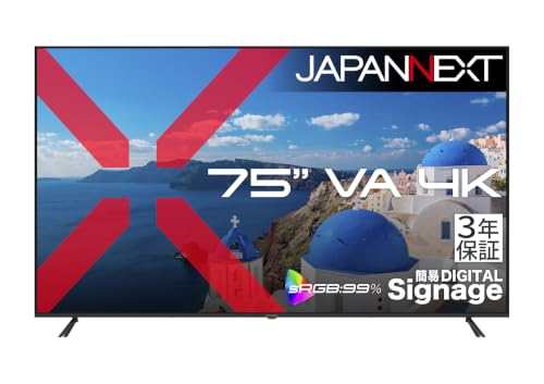 �y3�N�ۏ؁z JAPANNEXT 75�C���` VA 4K(3840×2160) ��^�t�����j�^�[ JN-V750U2-M-H3 | VA�p�l��,4K(3840×2160)�𑜓x,HDMI,�r�f�I/��������,�R���|�[�l���g����,�I�v�e�B�J�������o��,sRGB