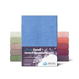 etérea Flanell Spannbettlaken 90x200 bis 100x200 cm - Warmes Biber Spannbetttuch aus 100% Baumwolle, Super weiches Bettlaken bis 25 cm Matratzen und Boxspringbetten - Hellblau