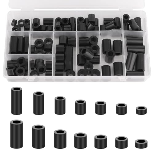 110 Stück Distanzhülsen Kunststoff M6 M8 ABS Rund Abstandshalter Distanzscheiben Unterlegscheiben Isolierung Beilagscheiben mit Aufbewahrungsbox Abstandsschrauben für Verbinden von Leiterplatten
