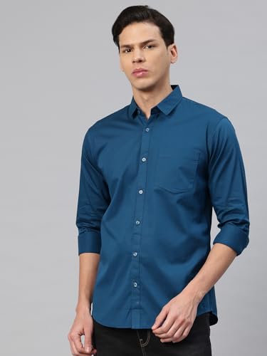 Image of Majestic Man Men's Cotton Slim Fit Solid Casual Shirt