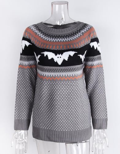 Women's Pullover Sweaters Long Sleeve Crew Neck Cute Multi-Hearts Knitted Casual Sweater