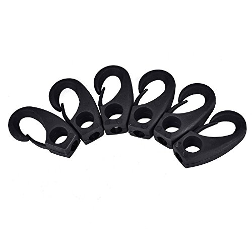 VGEBY 6Pcs Elastic Cord Hooks, Kayak Boat Canoe Nylon Shock Cord Lashing Hook Bungee Cord End Hooks Rowing Supplies Sailing Plastic J Hooks