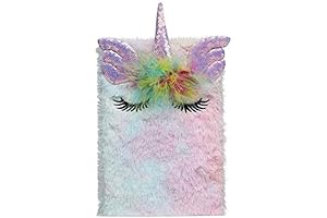 Personalized Fuzzy Plush Cartoon Girl Unicorn Lock Diary Journal