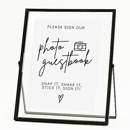 Calculs Please Sign Our Guest Book Sign For Wedding Photo Guest Book Sign Metal Black Floating Picture Frame Wedding Signs Place Card/Menu Holder 10”x8” Please Sign