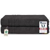 Komfortec Asciugamani da bagno Jumbo, 100% cotone, asciugatura rapida, 80 x 200 cm, nero e rosso