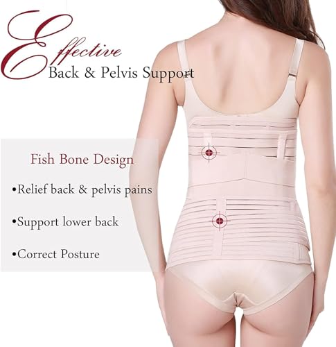 Postpartum Recovery Wrap Waist Cincher Corset Shapewear Belly Band Waist Trainer for Women Beige3