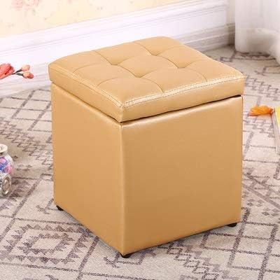 Miniatura 4 de Footstool Leather Square Sstorage Ottoman Concave Surface Light Brown for Living Room