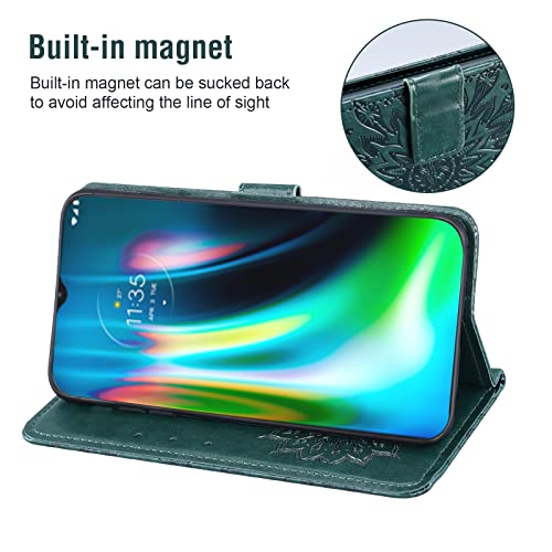Funda Moto E7 Plus verde oscuro para viajes urbanos con tarjetero integrado 4
