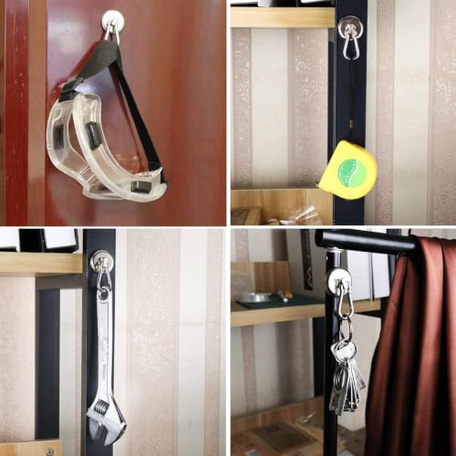 Image of E BAVITE Swivel Swing Powerful Magnetic Hooks,Strong Heavy Duty Neodymium Magnet Hooks,Great For Your Refrigerator And Other Magnetic Surfaces,Pack Of 4,Silver