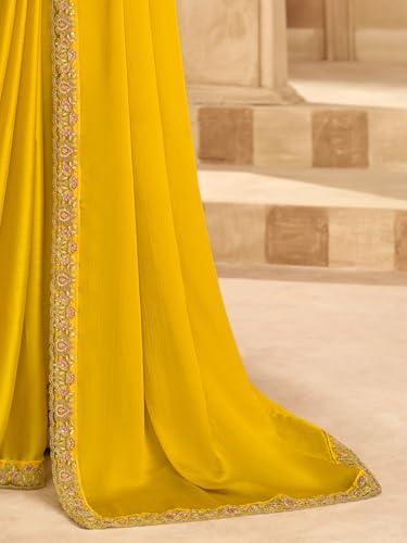 Image of AKHILAM Women's Satin Sequence Embroidery Saree With Unstitched Blouse Piece(SNDLWOD1601 TFH Parent)