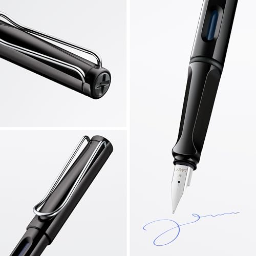 Image of Lamy Safari Black Fountain Pen Medium Nib with T10 Blue cartridge and Z28 Convertor