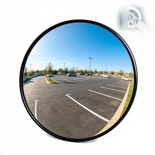 Miroir convexe large en acrylique 24in avec fixation murale flexible pour garage