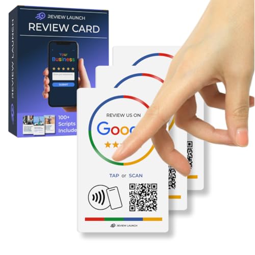Review Launch Review Tap Card Compatible with Google Review Stand | Boost Online Reviews Google Rank with Fast Zappy NFC Tap QR Code Stand | Works Like a Digital Card tap dot Card (Card, 3)
