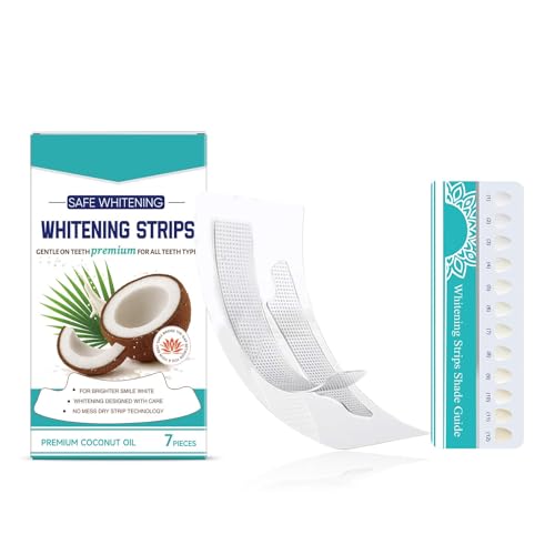 Tiras blanqueadoras de dientes con coco y menta, tiras blanqueadoras con fórmula natural, suaves para el esmalte dental, removedor seguro de manchas de dientes para una sonrisa más brillante (1)