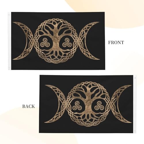 Drapeau extérieur wiccan pentagramme résistant avec double couture de jardin durable