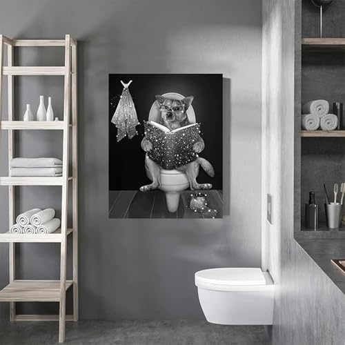 Affiches de chiens aux toilettes déco murale humour pour salle de bain moderne 43x86cm