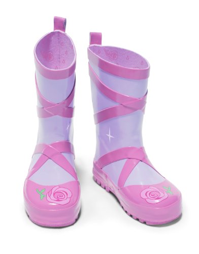 Kidorable Ballerina Rainboots, Pink, Size 10 M US, Natural Rubber Boots with Cotton
