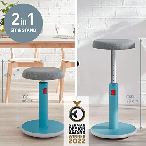 Image of Leitz Active Sit Stand Stool, Ergonomic Height Adjustable 46cm to 79cm Wobble Stool, Round Swivel Office Desk Chair /Stool, Ergo Cosy Range, Calm Blue, 65180061
