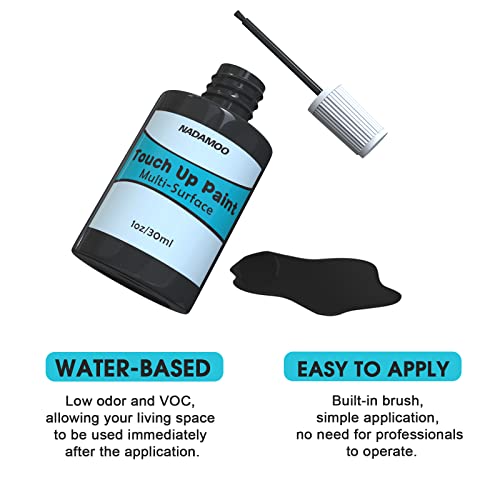 Nadamoo Black Multi Surface Touch Up Paint, Interior And Exterior House Appliance Paint For Cabinet, Wall, Door, Furniture, Windows, Shutter And Trim #TOP2