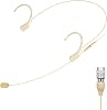 KIMAFUN Headset/Headworn Microphone Professional Earset Over Ear Hanging Condenser Mic Compatible with Shure Wireless System Bodypack Transmitter, Ideal for Performance, Theater, Lecture - Beige D4