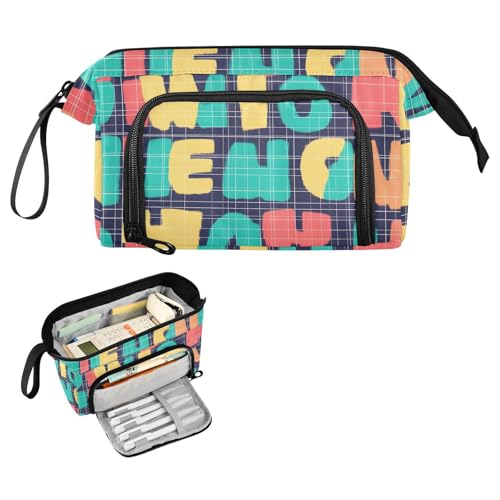Image of Bolaz Big Capacity Pencil Pen Case Pouch Bag School College Office Organizer for Teens Girls Adults Student-Word