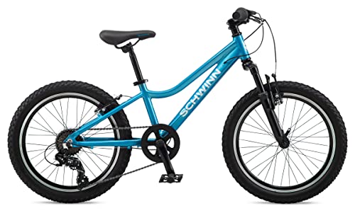 Image of Schwinn High Timber AL Mountain Bike for Youth Boys Girls, 20-Inch Wheels, 7-Speeds, Front Suspension, Aluminum Frame and Alloy Linear Pull Brakes, Teal