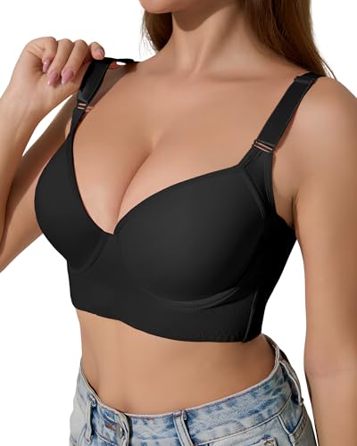 QDN Underwire Full Coverage Bra – Supportive, Comfortable Push Up Bra for Back Fat and Side Smoothing