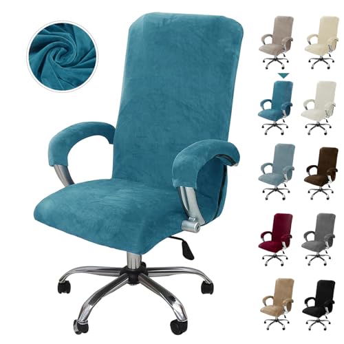 Alishomtll Funda de terciopelo para silla de oficina con reposabrazos, elástica, funda para silla de videojuegos, funda extraíble, funda elástica para silla de oficina, silla de ordenador, silla