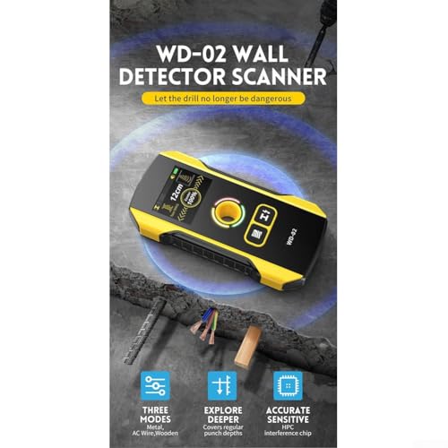 FACAIIO Detector de metales escáner de pared con detección de profundidad de 120 mm, cable de CA y buscador de pernos de madera, recargable a través de tipo C, para uso industrial y doméstico