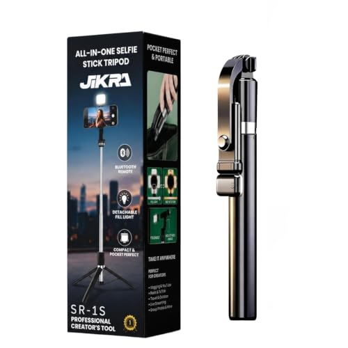 Image of Selfie Stick Tripod 67cm with Bluetooth Remote & Light (4 FT) | 3-in-1 Multifunctional, Foldable Design, Metal Build, Smartphone Compatible, 1 Year Warranty