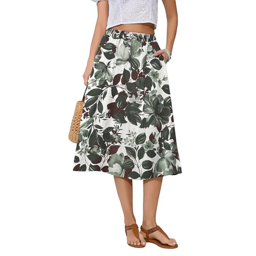 Image of Witsmile Women's Summer Pleated High Waisted Casual Flowy Skirt Pockets