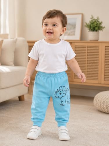 Image of superminis Unisex Cotton Pajama Pants for Boys & Girls Combo Pack | Kids & Baby Soft Sleepwear Pyjamas with Animal Cartoon Print | Toddler Breathable Nightwear Bottoms