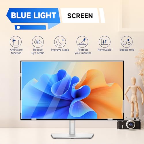 Image of IPROKKO 2 Pack 23.8 inch Anti-Blue Light Monitor Screen Protector for 16:9 Widescreen, Removable Anti Glare Blue Light Blocking Screen Filter, Anti-UV Eye Protection PC Computer Film [Washable Wipes Clean]