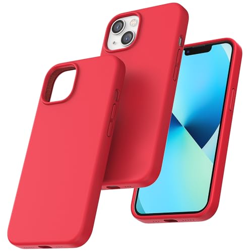 TOCOL 5 in 1 for iPhone 13 Case for Women, Slim Liquid Silicone Phone Case iPhone 13 [Anti-Scratch] [Drop Protection], Red