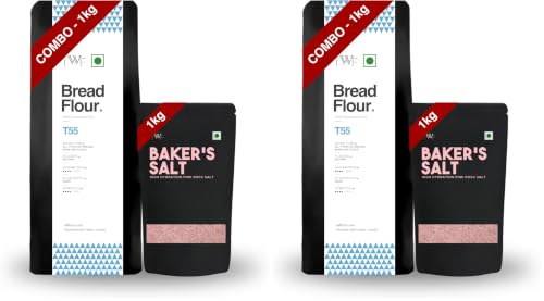 Image of TWF Bread Flour T55 (1kg T55 + 1kg Baker's Salt) - Premium Unbleached All Purpose Flour for Breads, Buns & Pizzas | Ideal for Home Baking | Bake Perfect Breads Everytime (Pack of 2)
