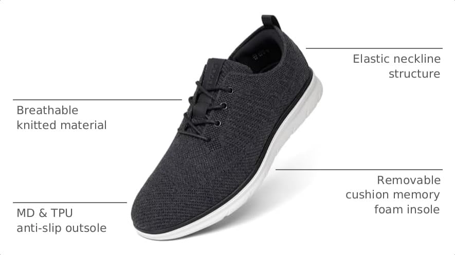 DEXJEWU Men's Dress Oxfords Shoes Mesh Sneakers, 001 Fur Black, 9.5 - image 3