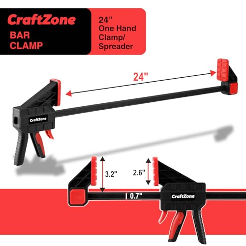 Image of Bar Clamps Wood Clamps for Woodworking 24 inch One Hand Clamp /Spreader - 2-pack Quick Clamps E-Z Hold Bar Clamps Set F Clamp with 300 lbs Load Limit Medium Duty