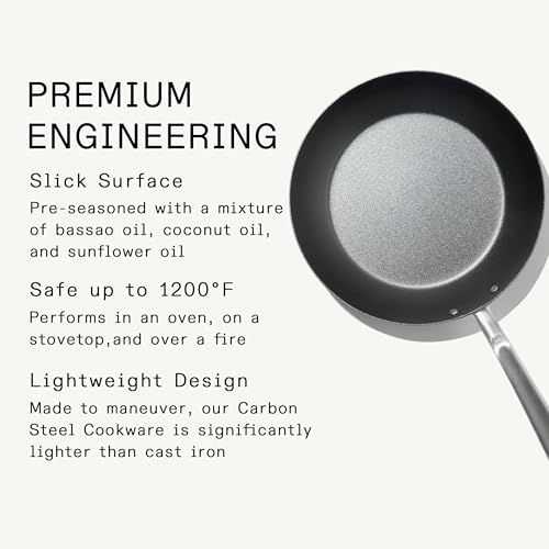 Image of Made In Cookware - Seasoned 8 inch Carbon Steel Frying Pan - Professional Cookware - Crafted in Sweden - Induction Compatible