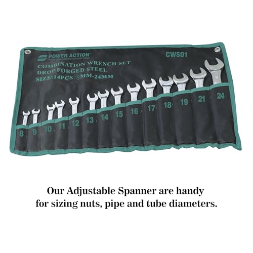 Image of Sulfar Power Action Power Action 14pcs Combination Wrench Set CWS01 CRV Nickel Plated Different Sizes Available from 8mm-24mm Alongwith Tool Bag (CWS01)